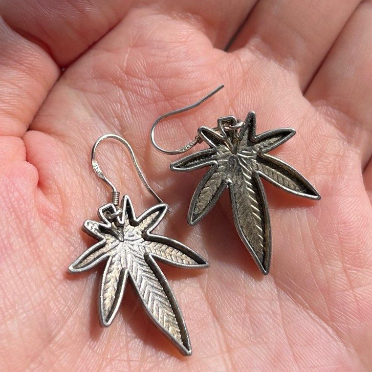 Silver Marijuana Leaves Antique Earrings Women s Fashion Jewelry