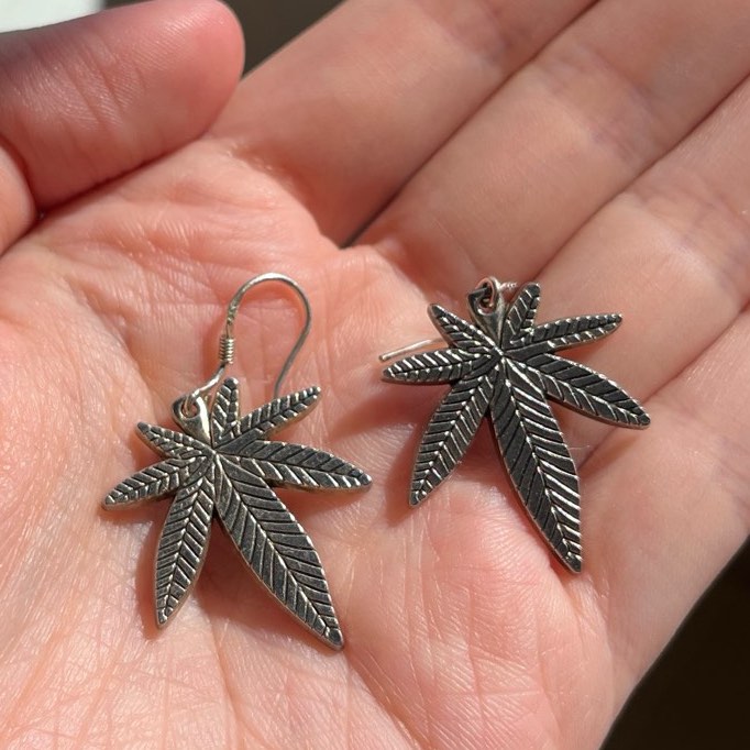 Weed leaf stud store earrings
