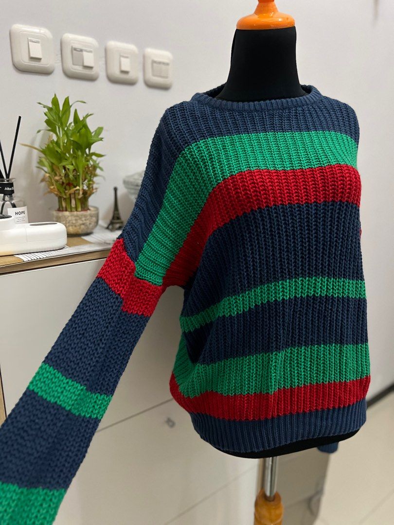 Sweater Rajut american apparel sweater knit rainbow sweater