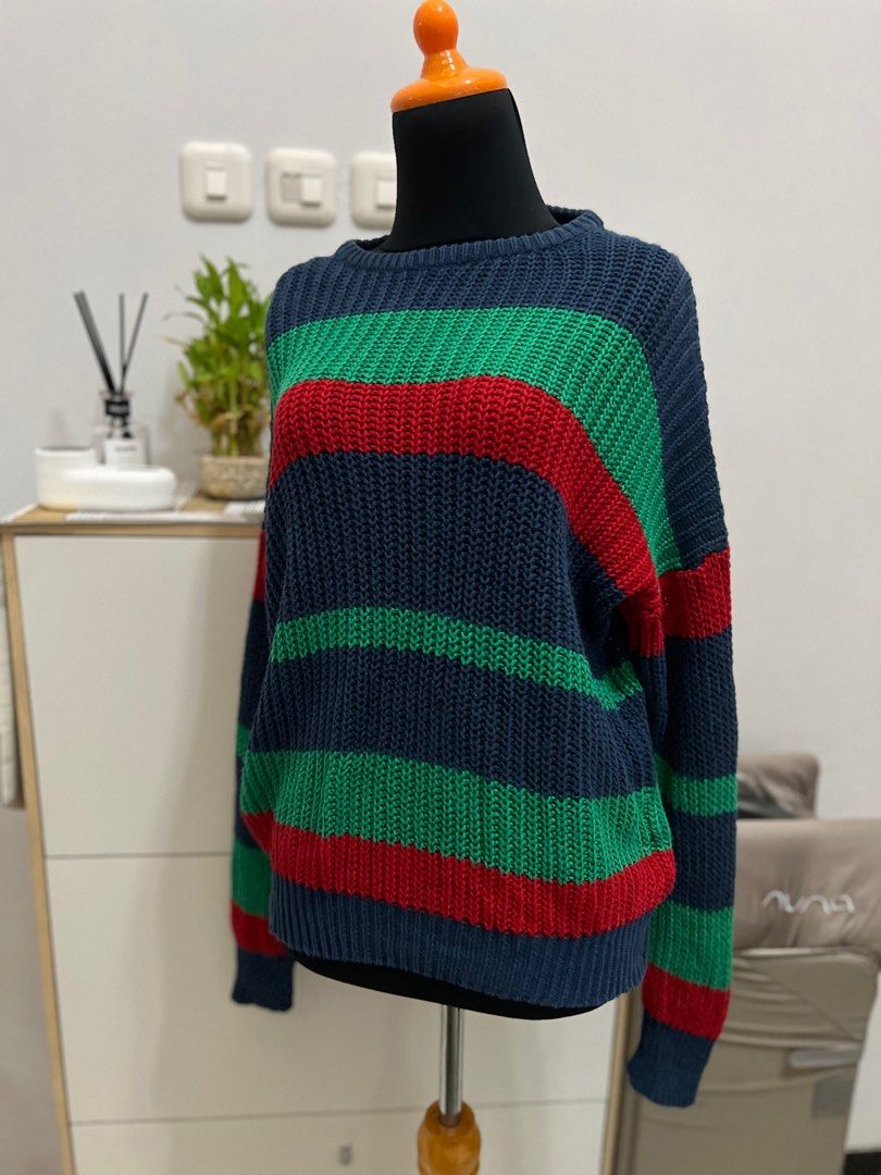 Sweater Rajut american apparel sweater knit rainbow sweater