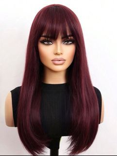 Synthetic Wig Natural long straight with bangs