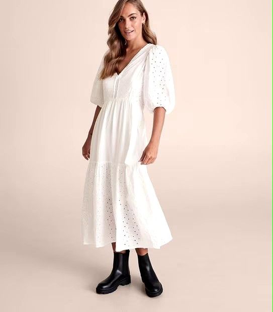Target White Eyelet Puff Sleeve Dress XL Women s Fashion Dresses