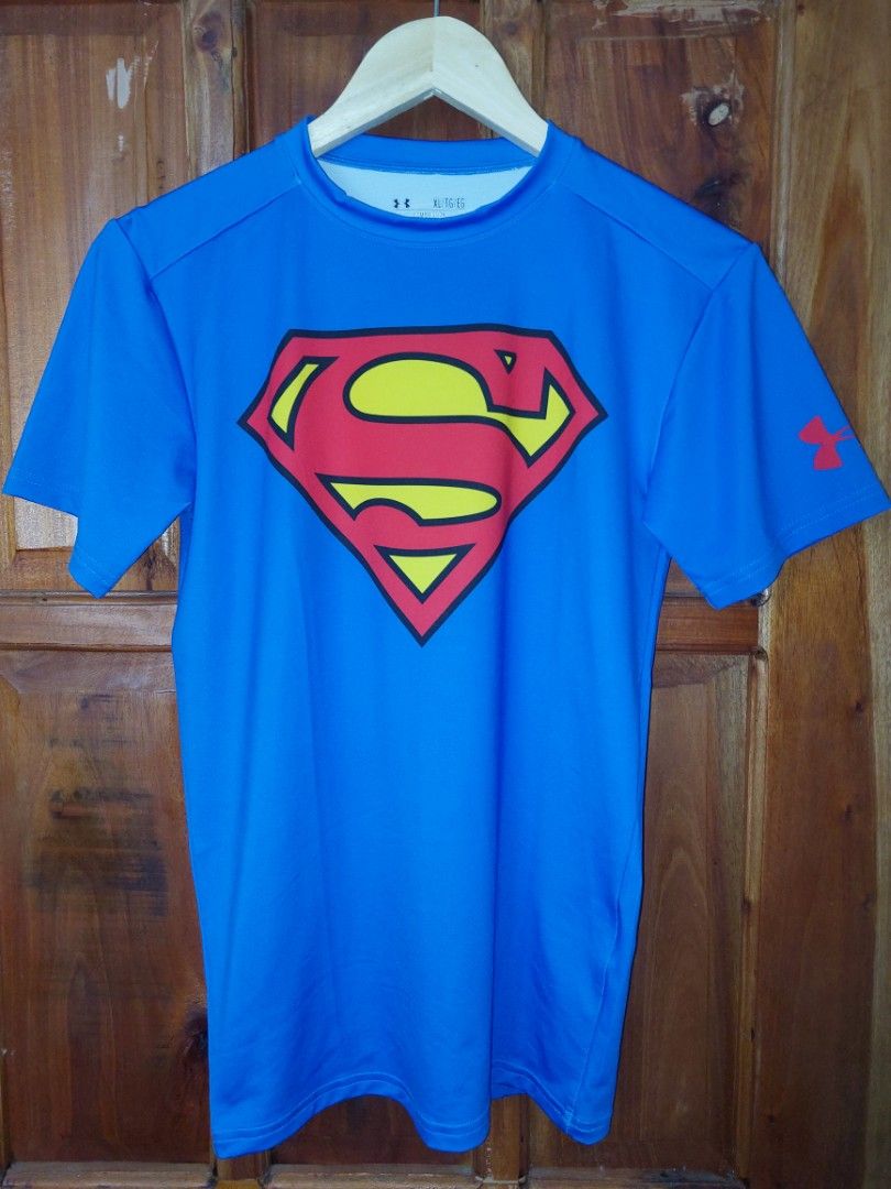 Mens Under Armour Superman Compression Shirt Blue