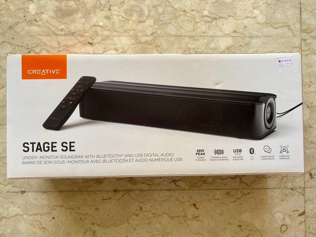 Soundbar Creative Stage SE Per PC, Sotto Monitor, Con Bluetooth 5.3, USB, Effetti Clear Dialog E Surround