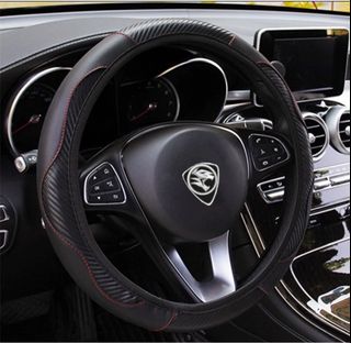 For Peugeot 3008 Car Carbon Fiber Leather Steering Wheel Cover Sport Racing