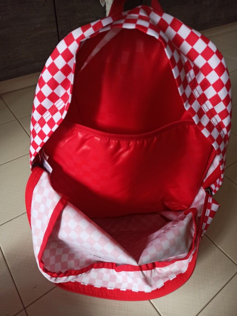 Vans checkered backpack on sale red