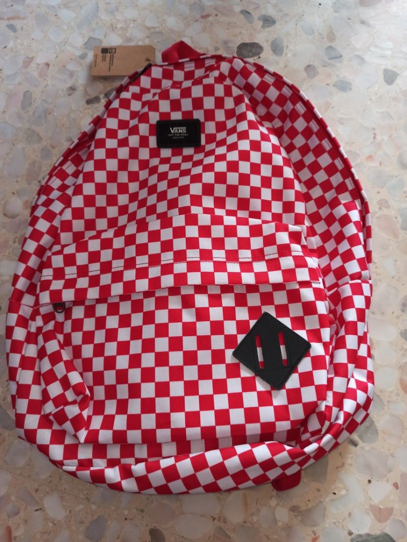 Vans red checkered backpack online