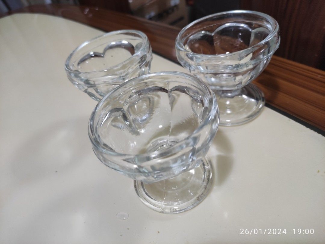 Vintage ice cream glass cup 3pcs (Category: Other Kitchenware & Tableware) located in Quezon City. Submitted by crci12 (Listing ID 1282109737, Image 1). Description: Vintage ice cream glass cup 3pcs Slightly used In good condition Actual pictures posted What you see is what you get P180 only for the 3pcs Meet ups: *Yokohama service center/Simplicity mini stop commonwealth ave., balara, qc. (fronting home depot) *Kindly send us a message for a sch