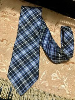 Vintage Tie By Brick House, Blue Plaid Patterned Silk Men’s Necktie, Made in Japan
