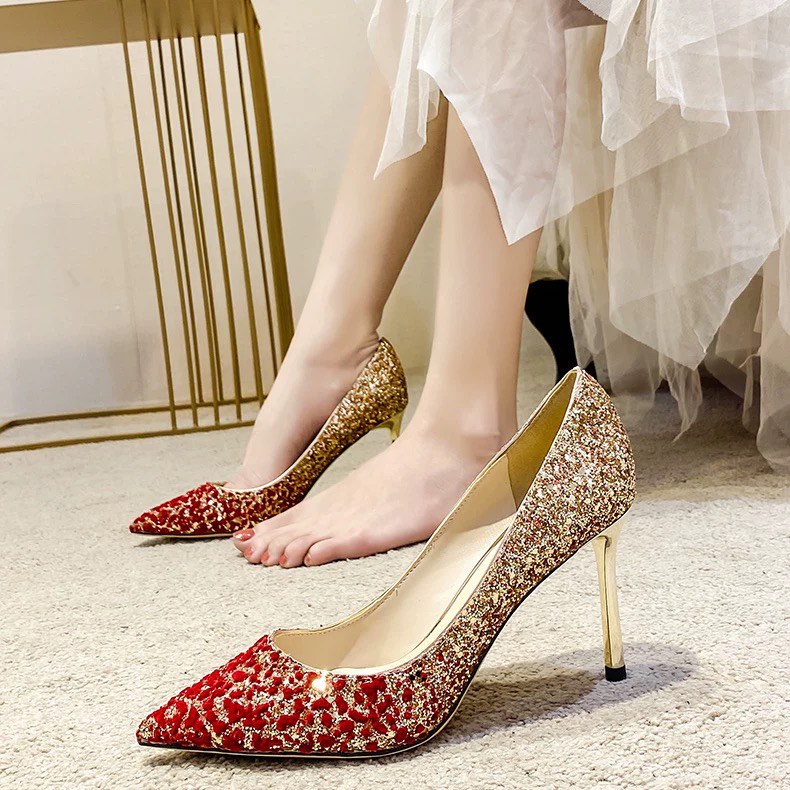 Red online gold shoes