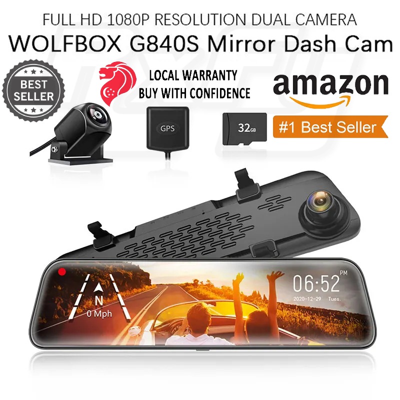 thumbnail image 2 of WOLFBOX G850 4K Mirror Dash Cam Front And Rear - 5G WiFi, GPS, Free 64GB SD Card 2 of 4