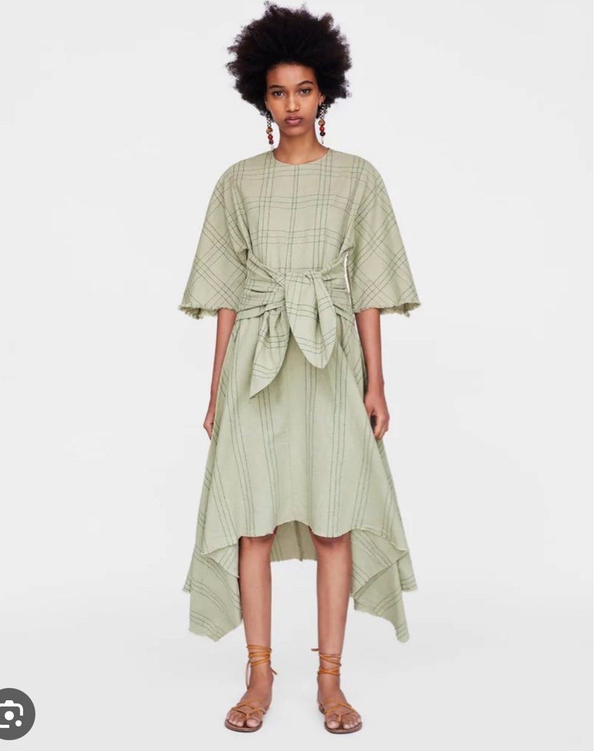 zara asymmetric linen dress Zara asymmetric linen