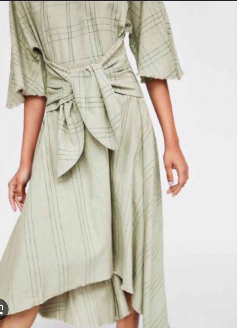 Zara Asymmetric Check Dress, Women's Fashion, Dresses Sets - Main Image