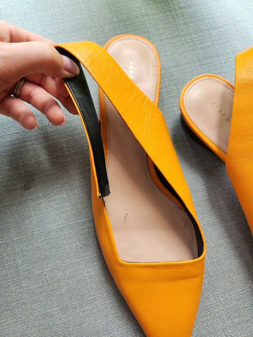 Zara leather yellow flats