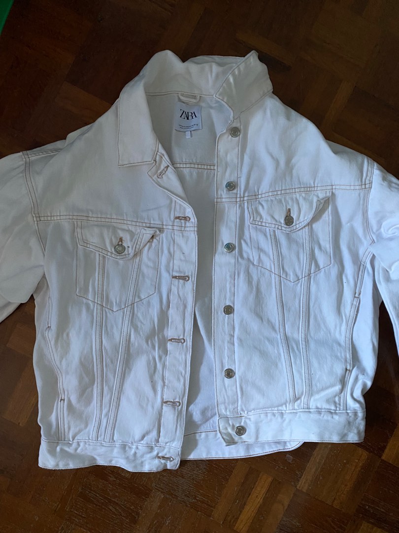 White cropped cheap denim jacket zara