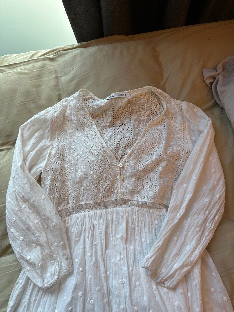 zara white floral embroidered dress Zara embroidered dress