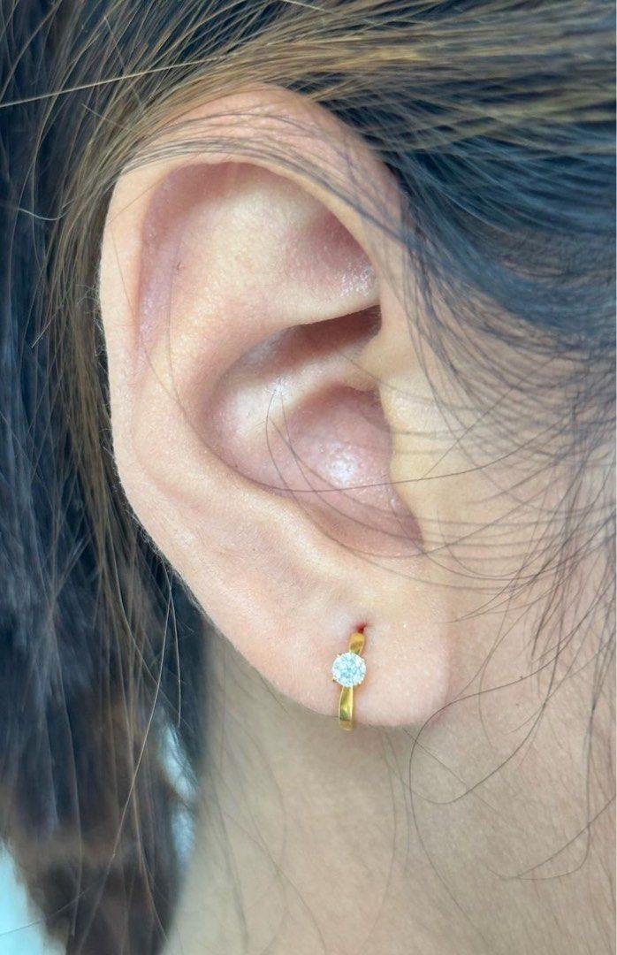 Gold huggie cheap diamond earrings