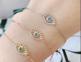 18k gold evil eye diamond bracelet with 0.10ct diamonds