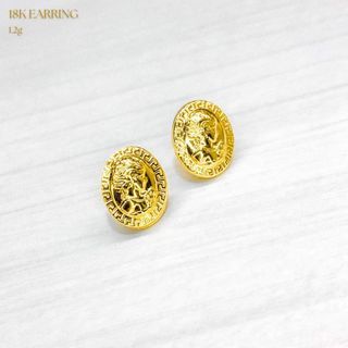 18K Saudi Gold Cameo Earrings