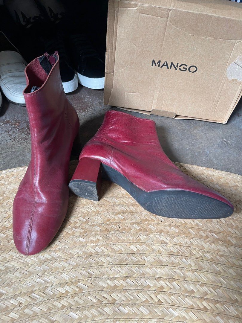 Mango burgundy boots sales