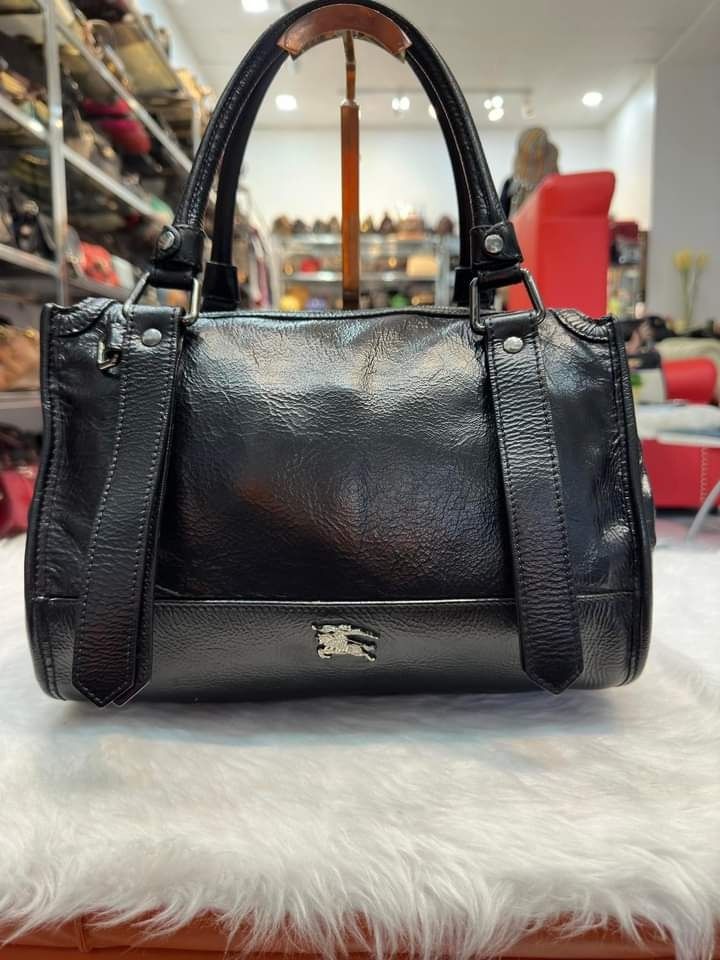 Burberry black patent leather handbag 2025