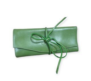 🌺 CHOPARD Genuine Green Leather Jewelry Pouch Case 🌺