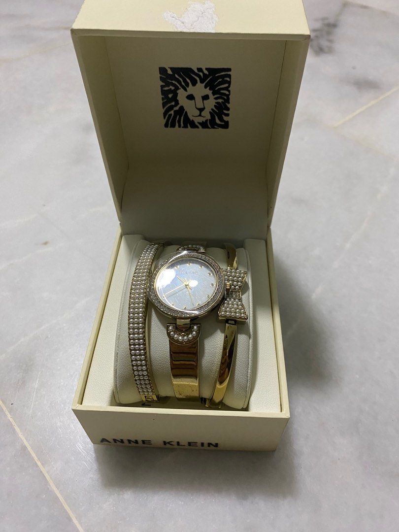 Anne Klein Women s Swarovski Crystal Accented Watch and Bangle Set