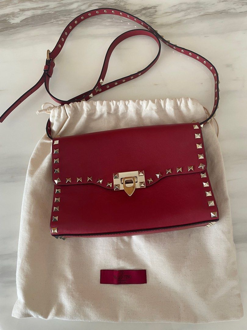 Rockstud grainy calfskin vertical bag outlet