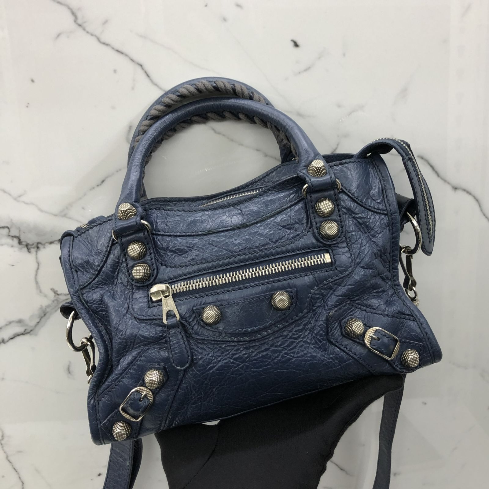 BALENCIAGA 519938 NAVY CITY MINI HANDBAG 247000753 JX Luxury