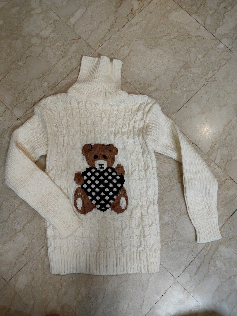 Bear winter boy girl kid thick Knitted bottoming turtleneck shirts