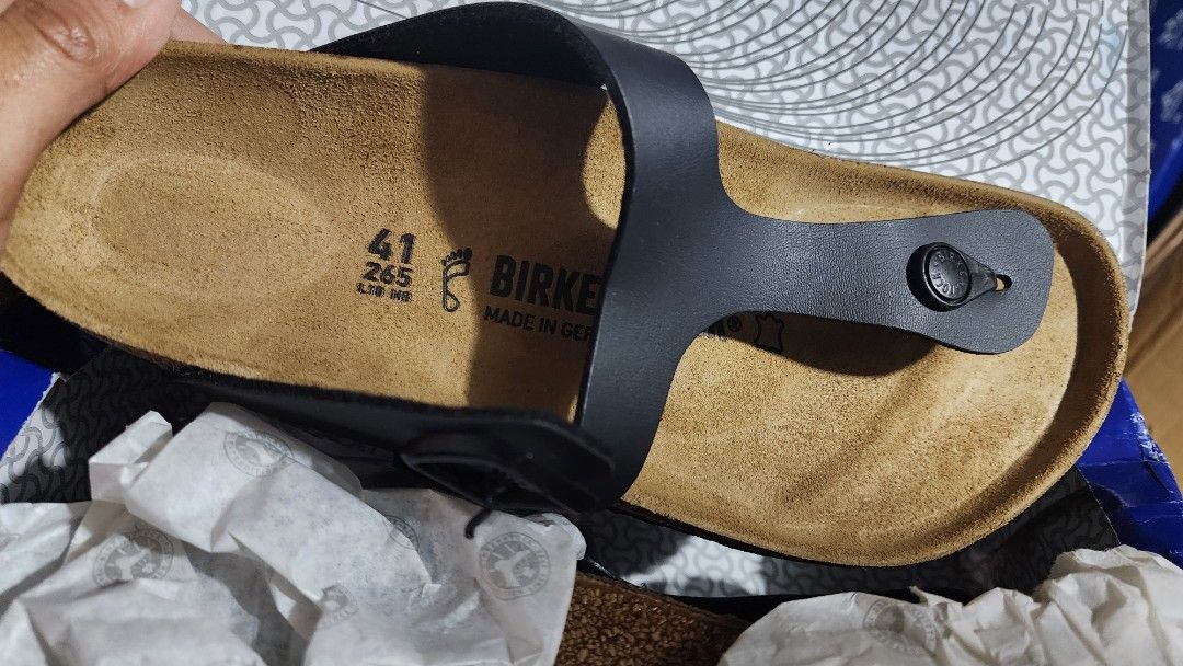 Birkenstock (Category: Slippers & Slides) located in Manila. Submitted by microus (Listing ID 1282185554, Image 3). Description: leather thong sandals with damage box.
