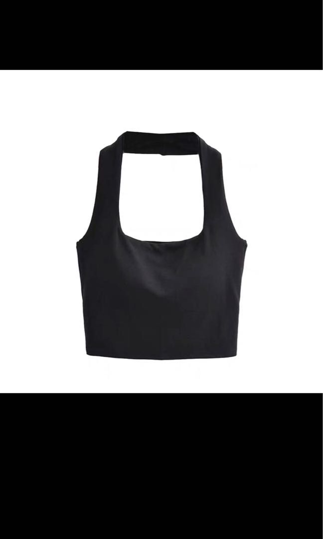 Plain black halter top new arrivals