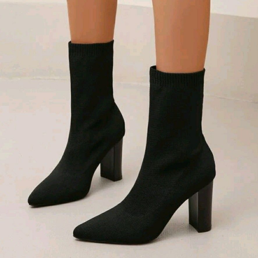 Black heeled hotsell sock boots
