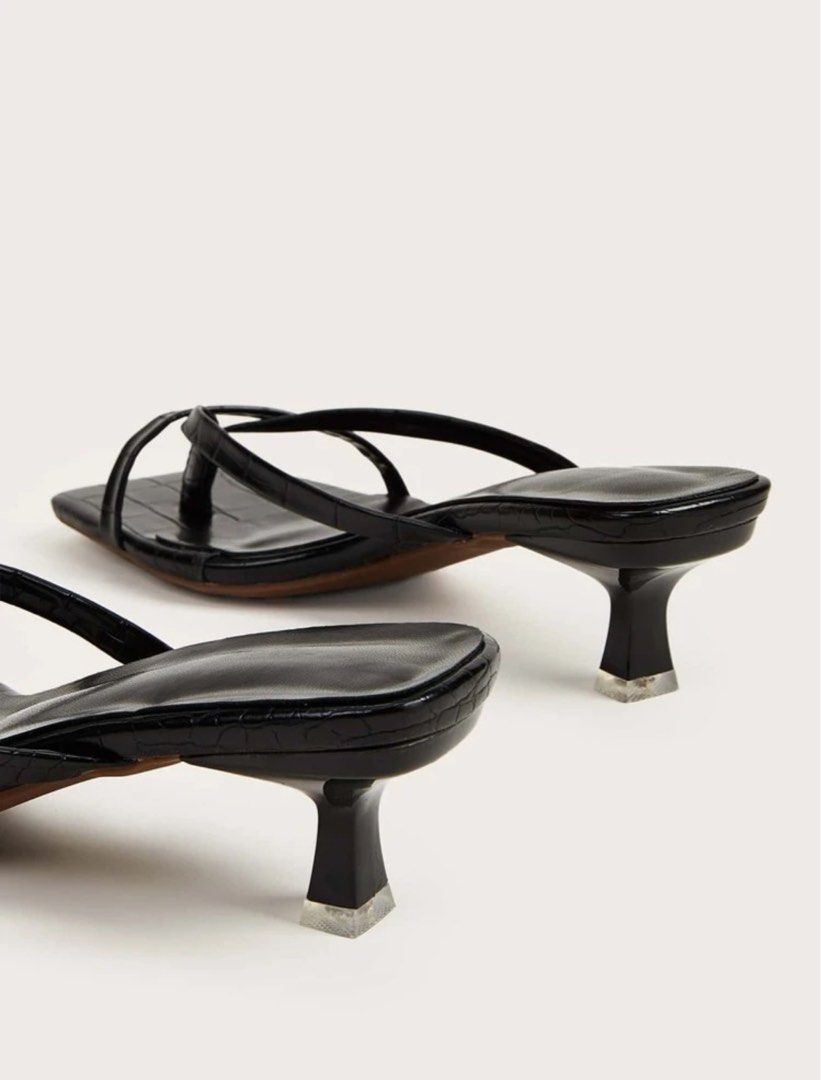 black heels kitten heels thong sandals stiletto Women s