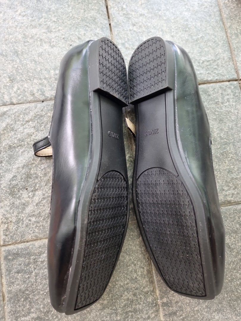 Black square toe matte leather mary jane flats Women s Fashion