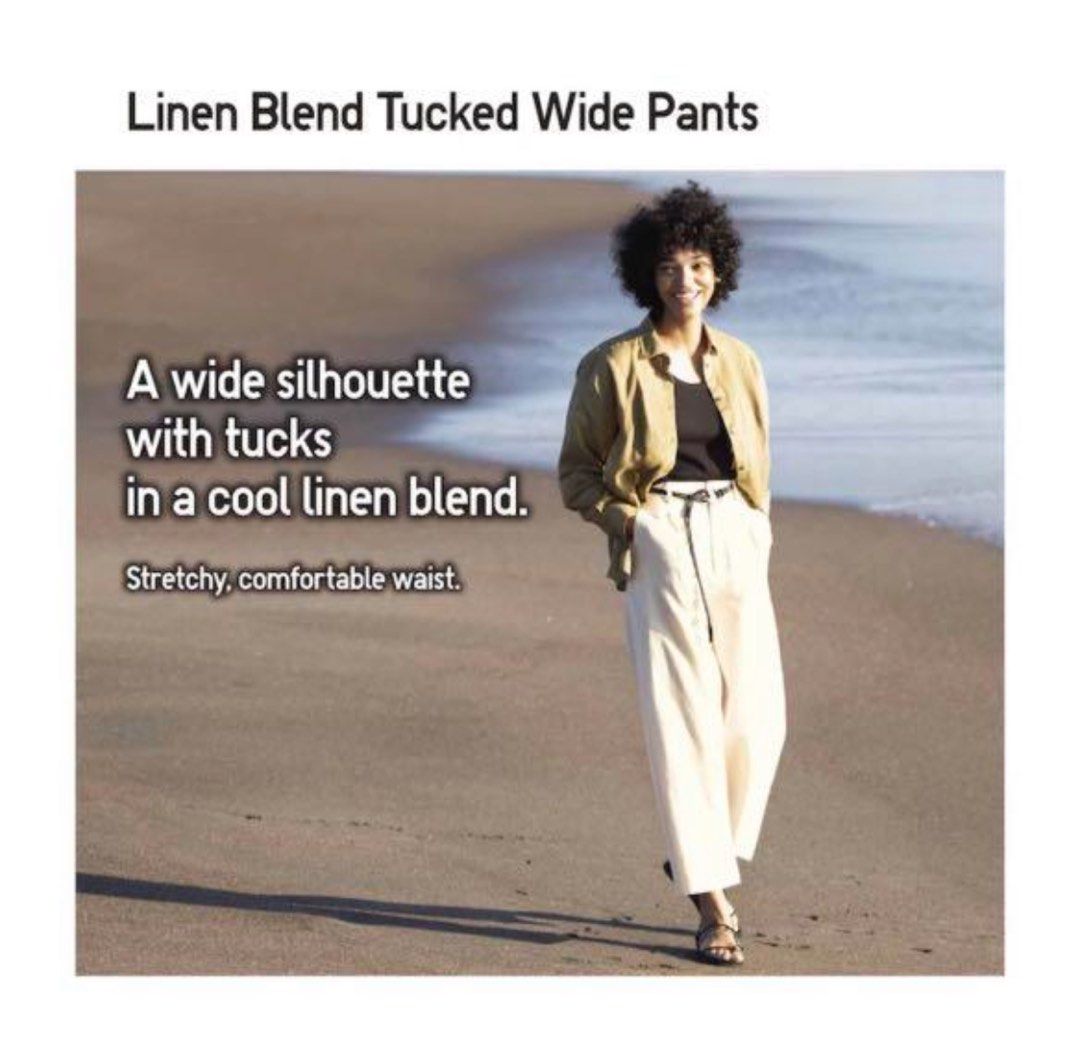 Linen Blend Tucked Wide Pants