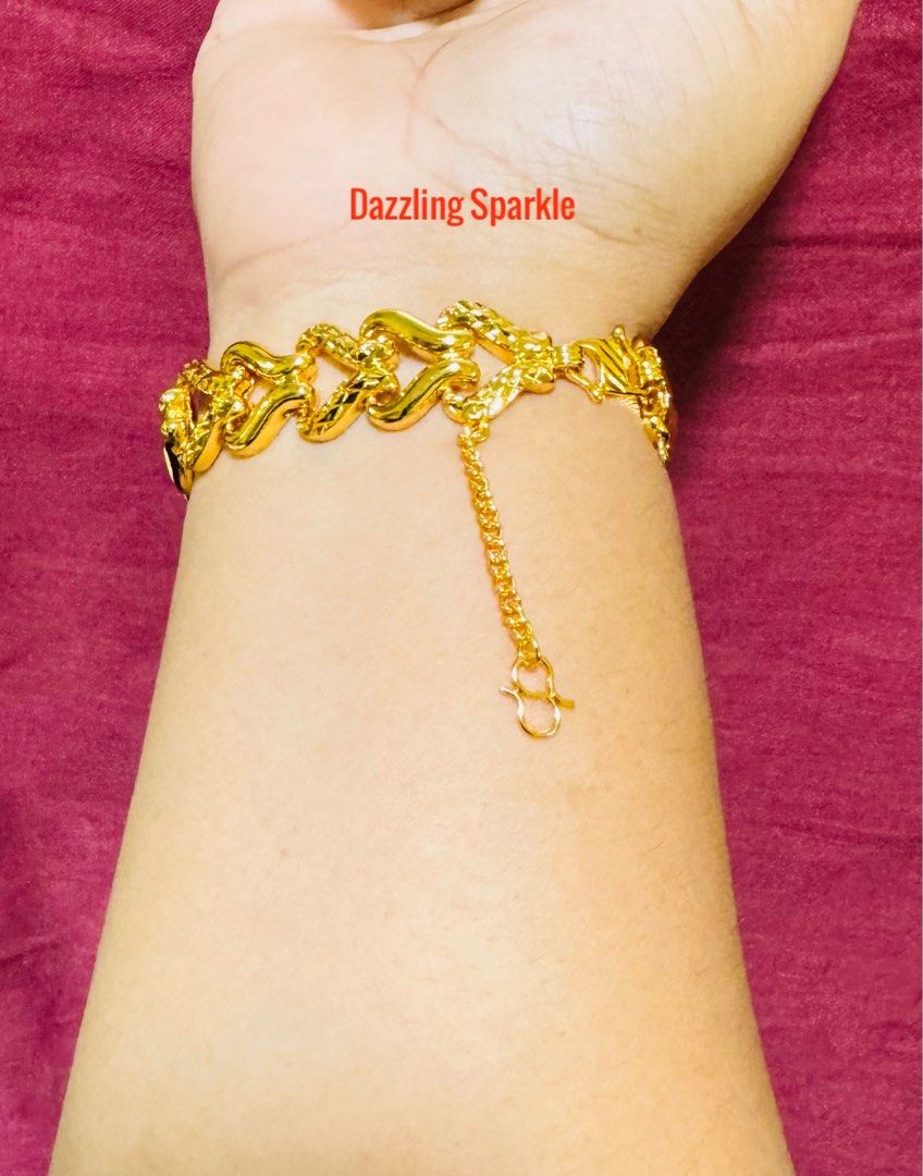 Bracelet Viral design 100 Bangkok premium 999 916 Gold plated Dual Love design Bracelet with ada chop 916 Width lebar 1.5cm Panjang length