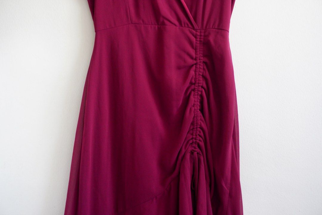 Chiffon burgundy cheap maxi dress