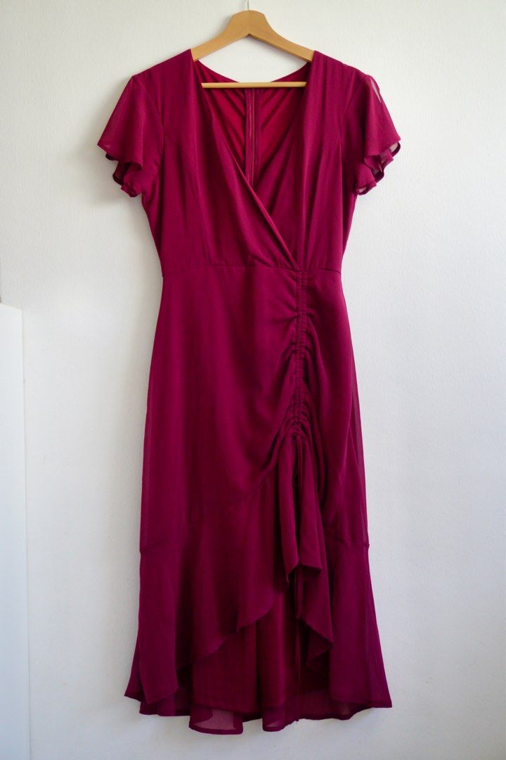Chiffon burgundy cheap maxi dress