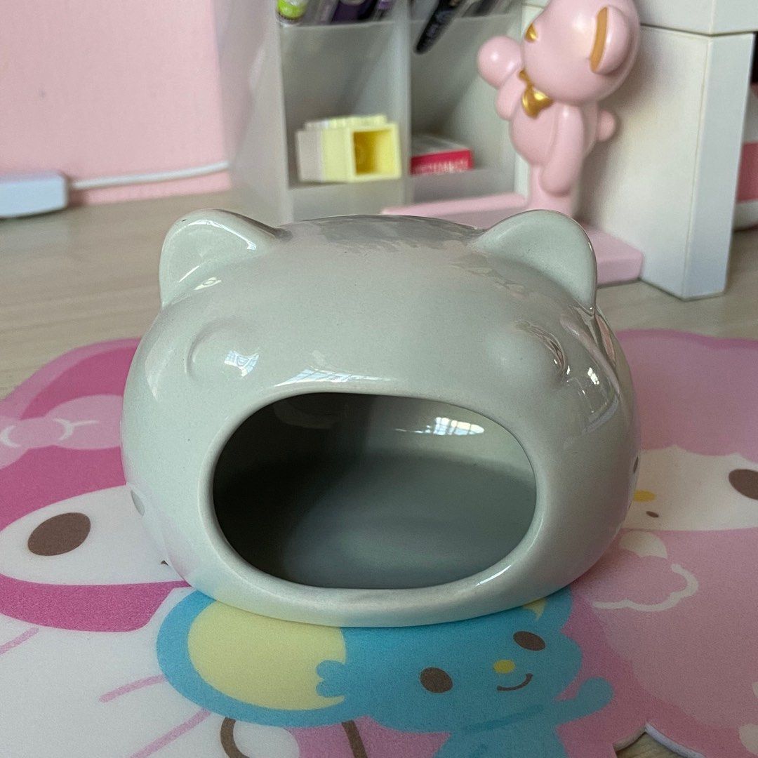 Mushroom Ceramic Hamster Hideout, Water Bottle With Stand