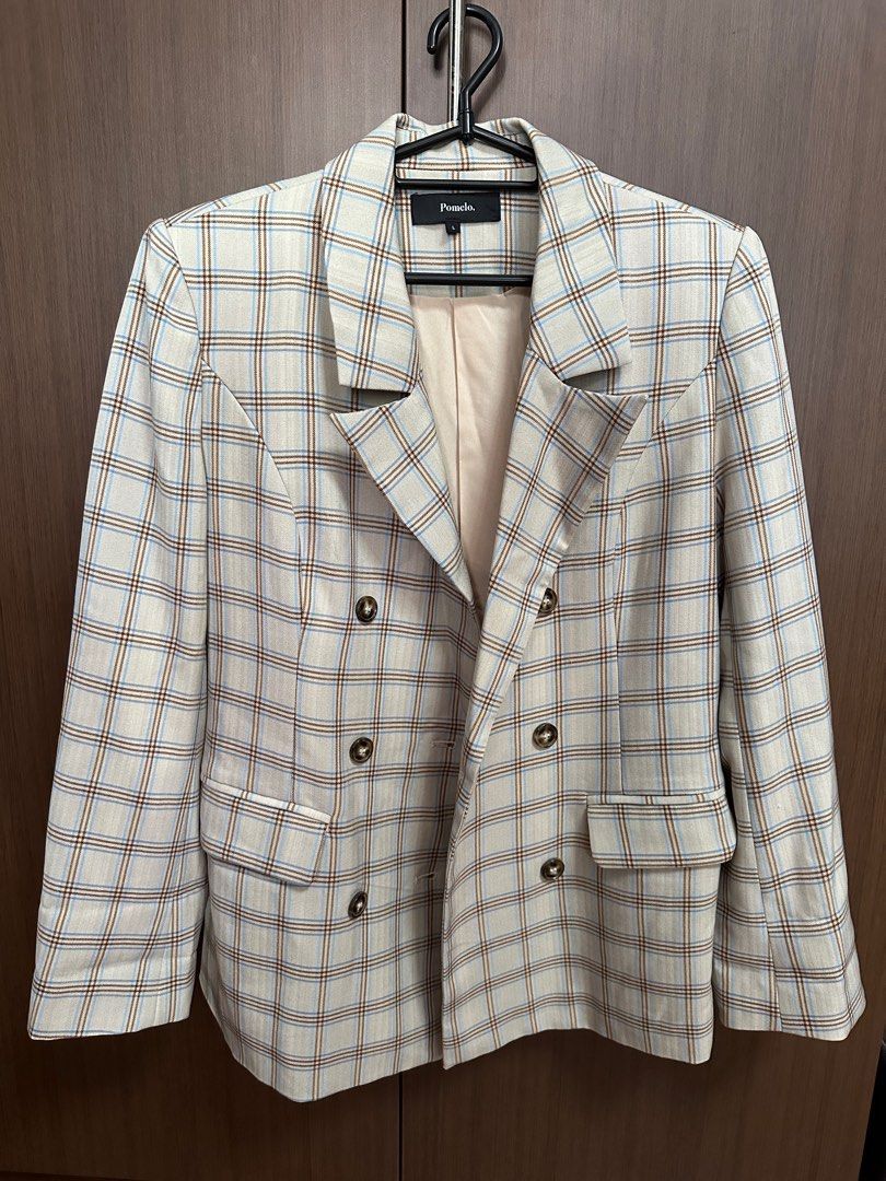 White checkered blazer top