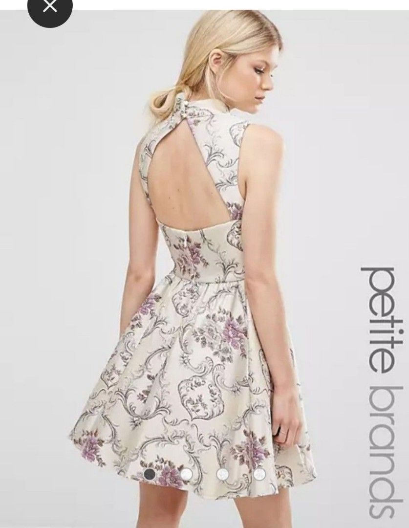 Chi Chi London Petite All Over Jacquard Mini Prom Dress With High