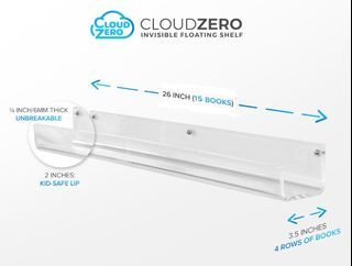 CloudZero 26-inch Premium Acrylic Invisible Floating Shelf, Kids Invisible Floating Shelf