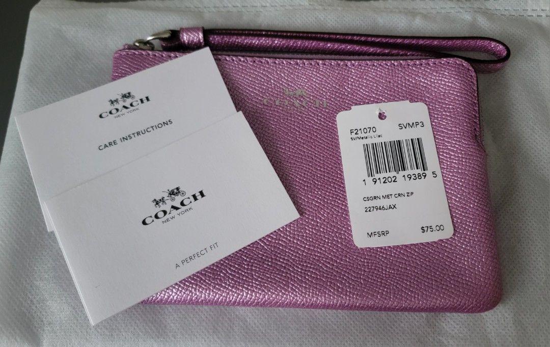 Metallic coach wallet store