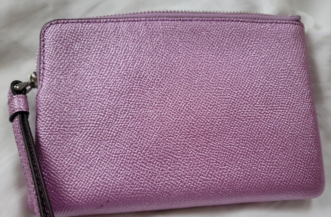 Metallic raspberry top coach wallet