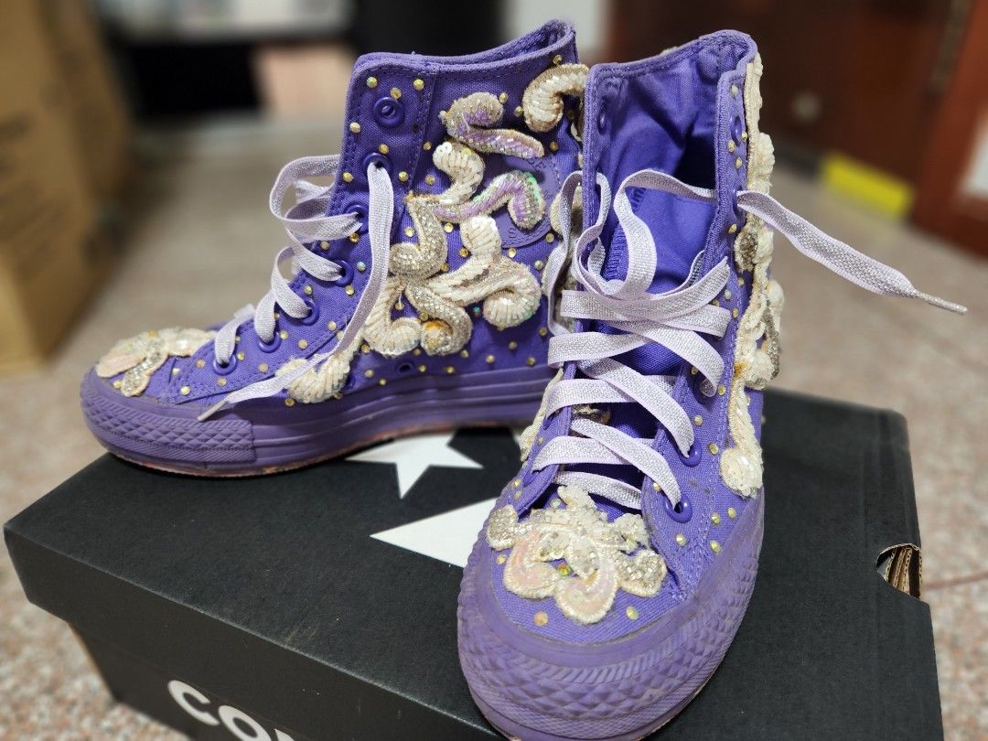 Purple high top deals sneakers