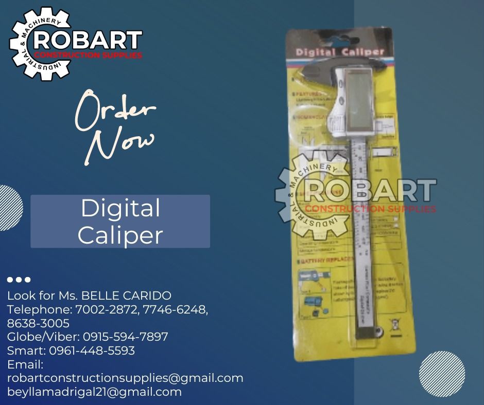 Digital Caliper (Category: Construction Tools & Equipment) located in Manila. Submitted by bellarobart (Listing ID 1282213155, Image 1). Description: Digital Plastic Vernier Caliper Brand: Showa Size: 6"/150mm 𝑹𝑶𝑩𝑨𝑹𝑻 𝑪𝑶𝑵𝑺𝑻𝑹𝑼𝑪𝑻𝑰𝑶𝑵 𝑺𝑼𝑷𝑷𝑳𝑰𝑬𝑺 #RobartConstructionSupplies #robartph #constructionmaterials #industrialsupply Office Address: 1405 Yuseco St. Sta Cruz Manila SEND US MESSAGE FOR INQUIRIES ‼️‼️ 🔵100% Trusted Supplier