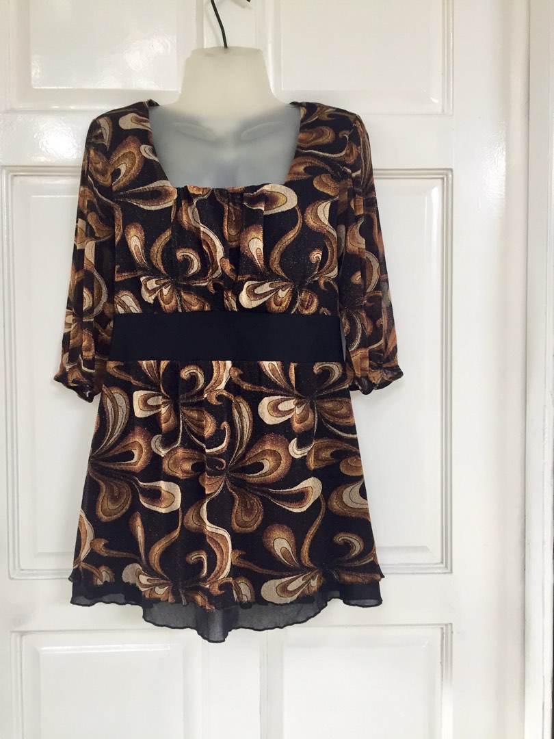Dress barn Womens Printed Mini Dress XL Size Metallic Brown Black