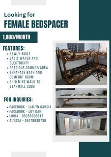 Female Bedspace for rent in SJDM Bulacan