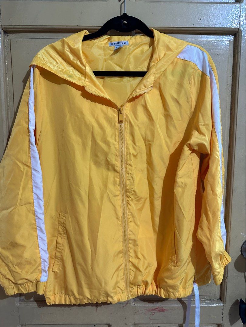 Forever21 Yellow Windbreaker Jacket Women s Fashion Coats Jackets and Outerwear on Carousell